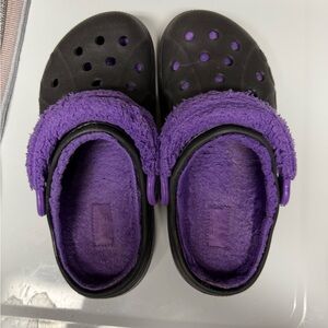 Purple and Black Crocs
